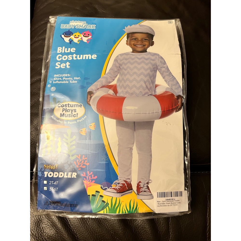 Baby Shark Toddler Blue‎ Costume Set 5T-6T Musical Halloween Dress Up C8